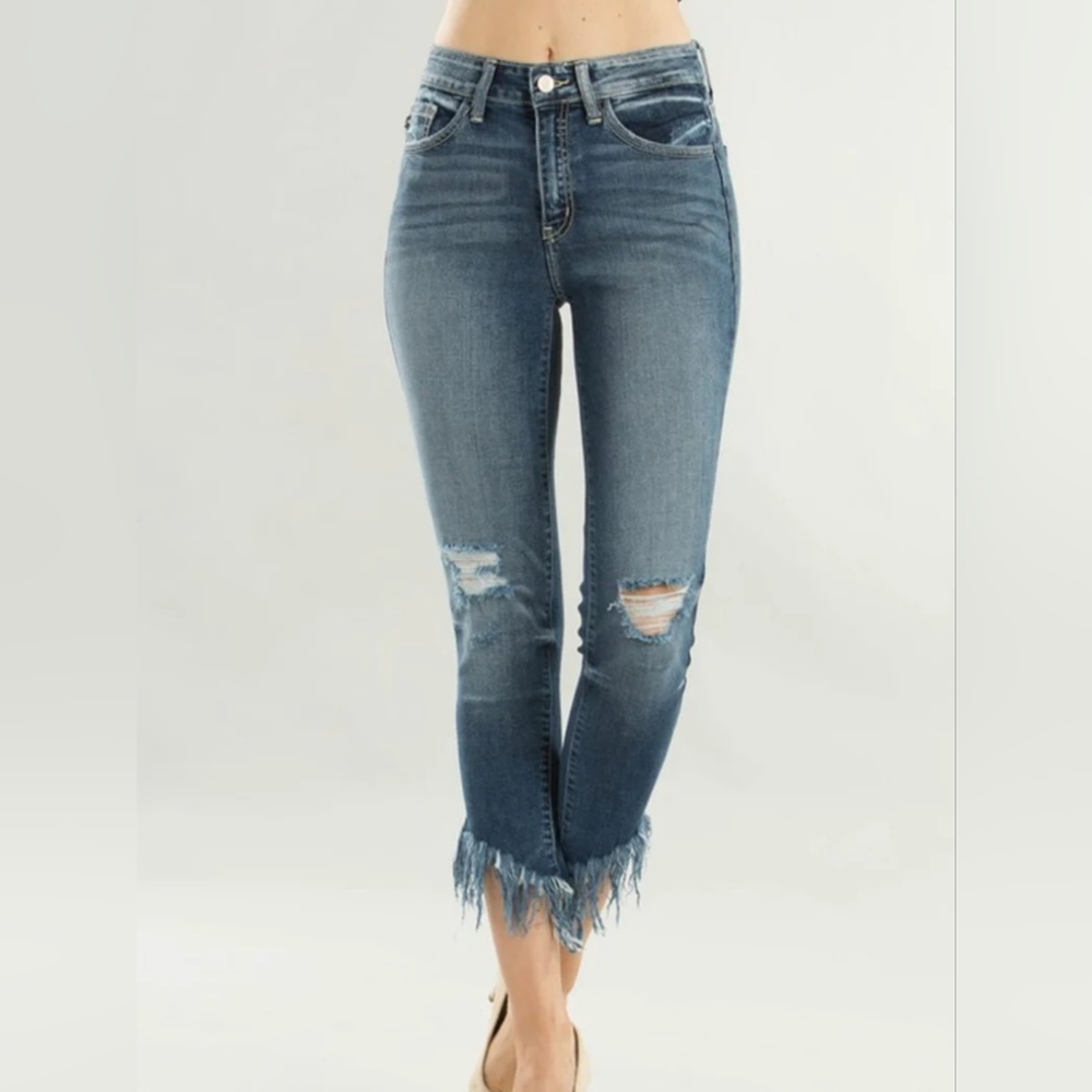 Just Black Distressed Fringe Hem